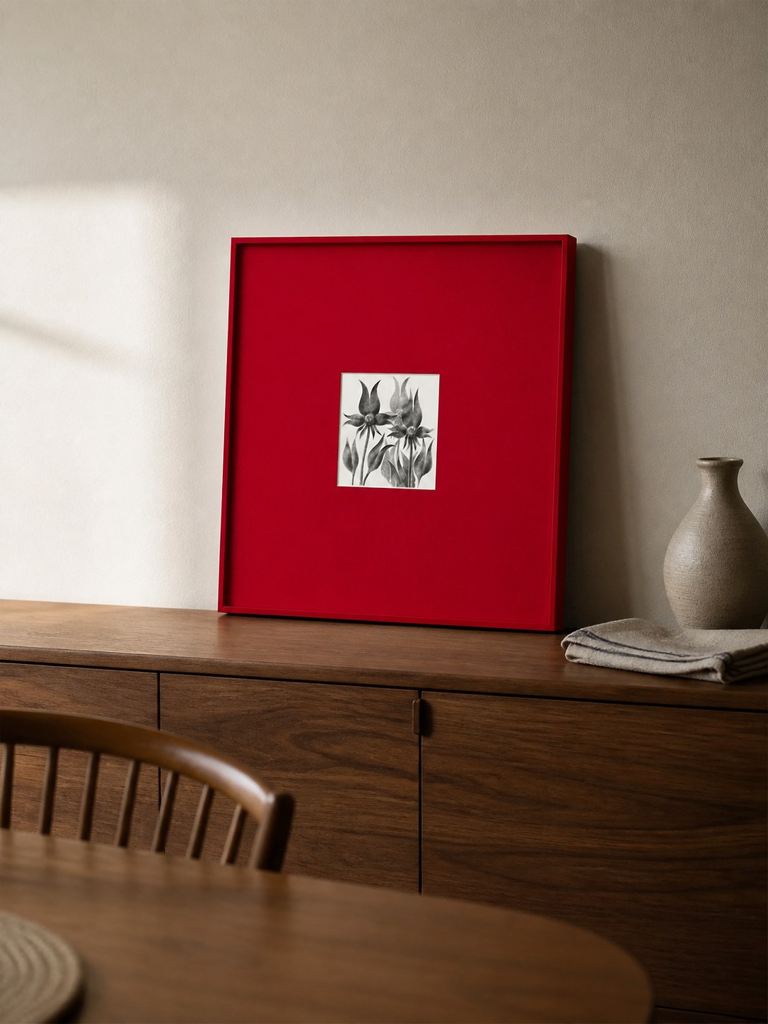 MOOJI ART red framed dining console display view, product 3925997456