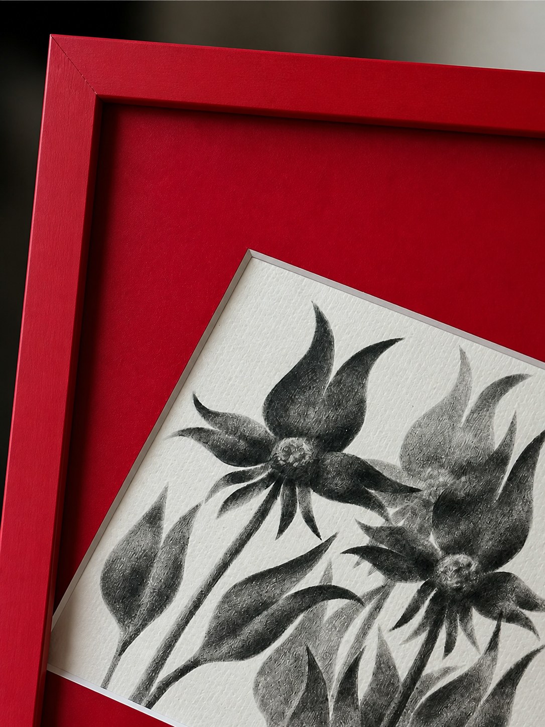 MOOJI ART red framed art surface and mat detail, product 3925997456