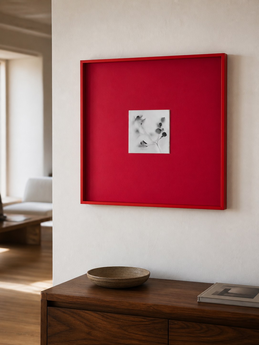 MOOJI ART red framed shadow artwork room view, product 3925997456