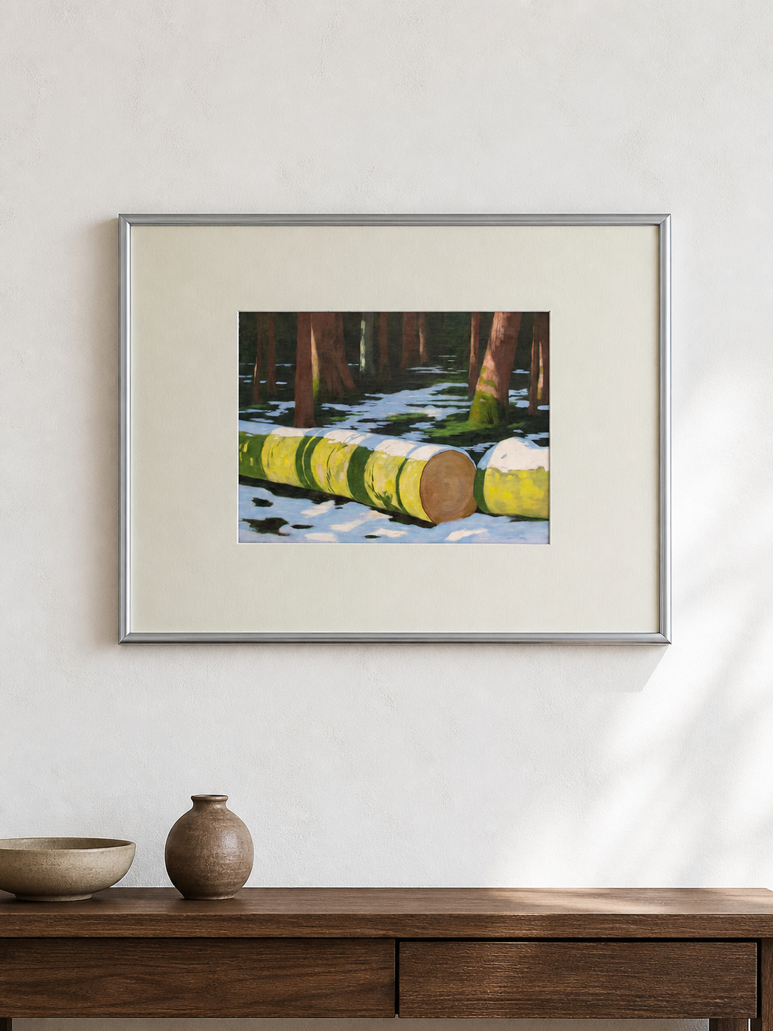 MOOJI ART, landscape artwork in a silver metal frame with a warm ivory mat, product 3925989610