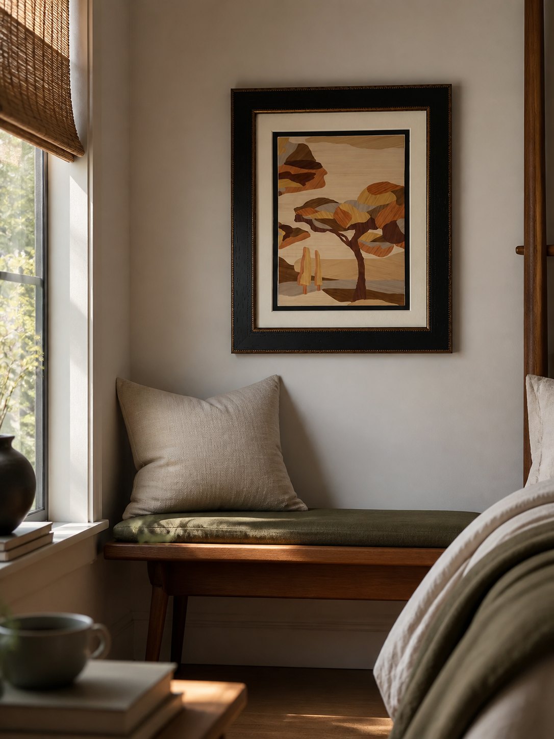 MOOJI ART modern minimalist abstract artwork collection, Layered tree landscape artwork in a reading corner, product 3925989612