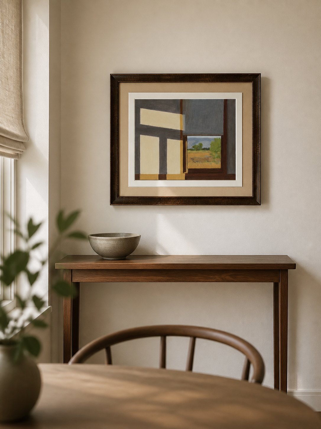 MOOJI ART modern minimalist abstract artwork collection, Architectural window landscape artwork on a console wall, product 3925989612